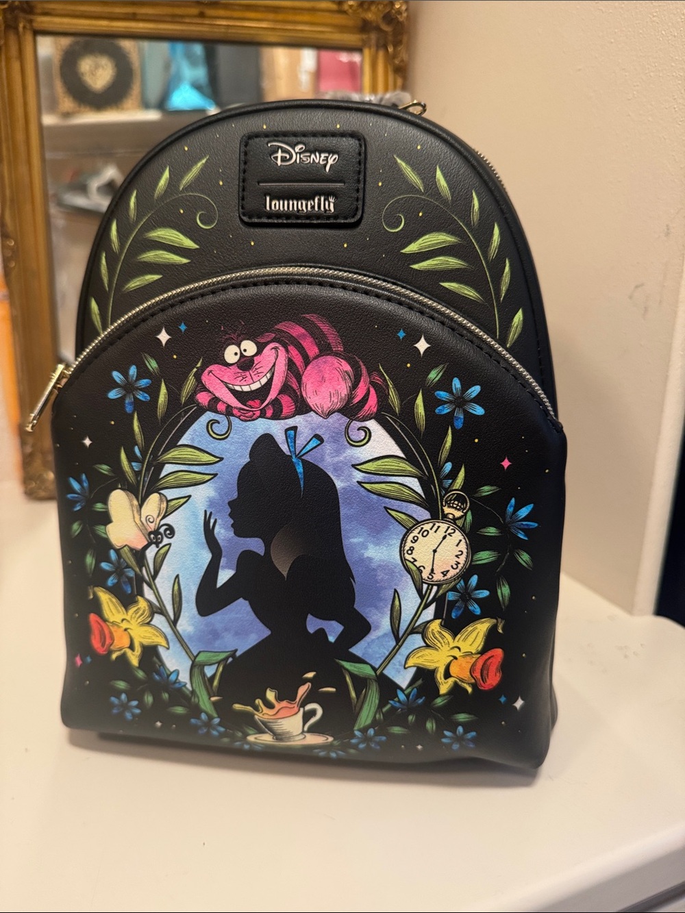 Disney Loungefly Alice Silhouette Black Mini Backpack